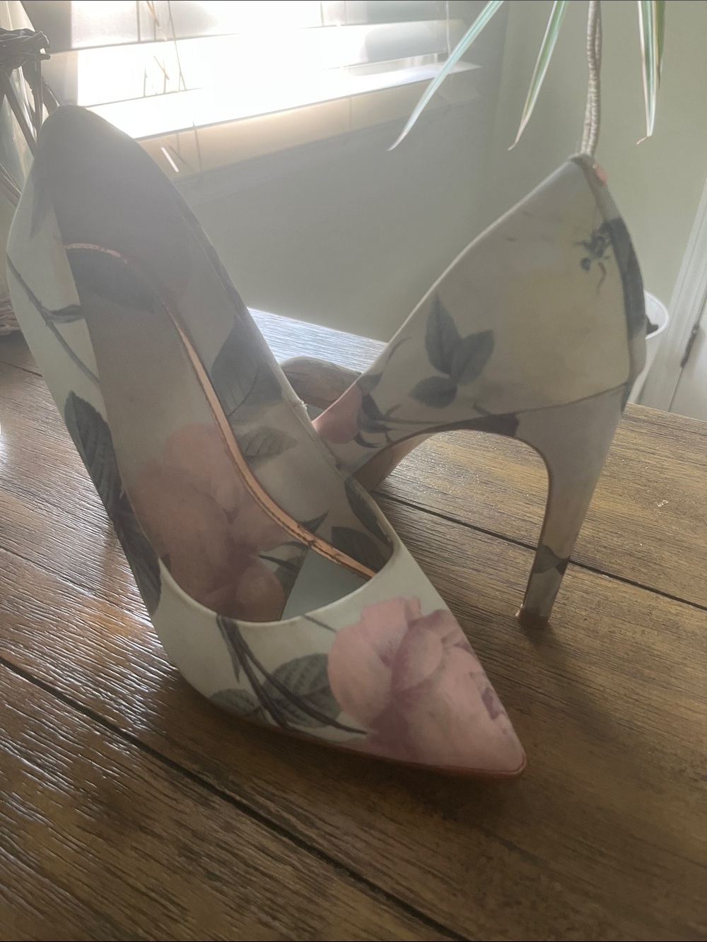 Ted Baker London Floral Pointed-Toe Stiletto Heels in Pink and Cream